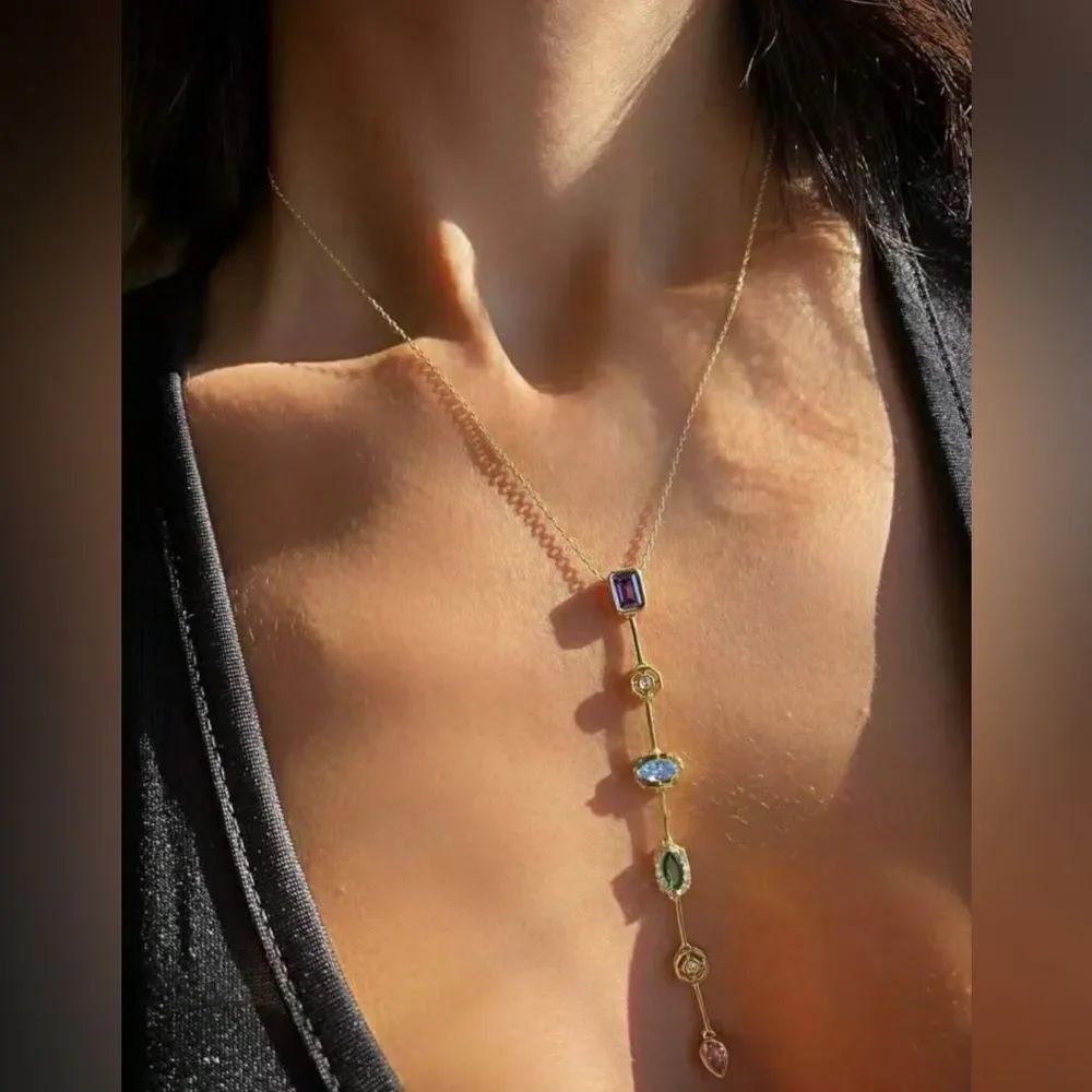 Elegant Gold Multi-Stone Necklace A1466